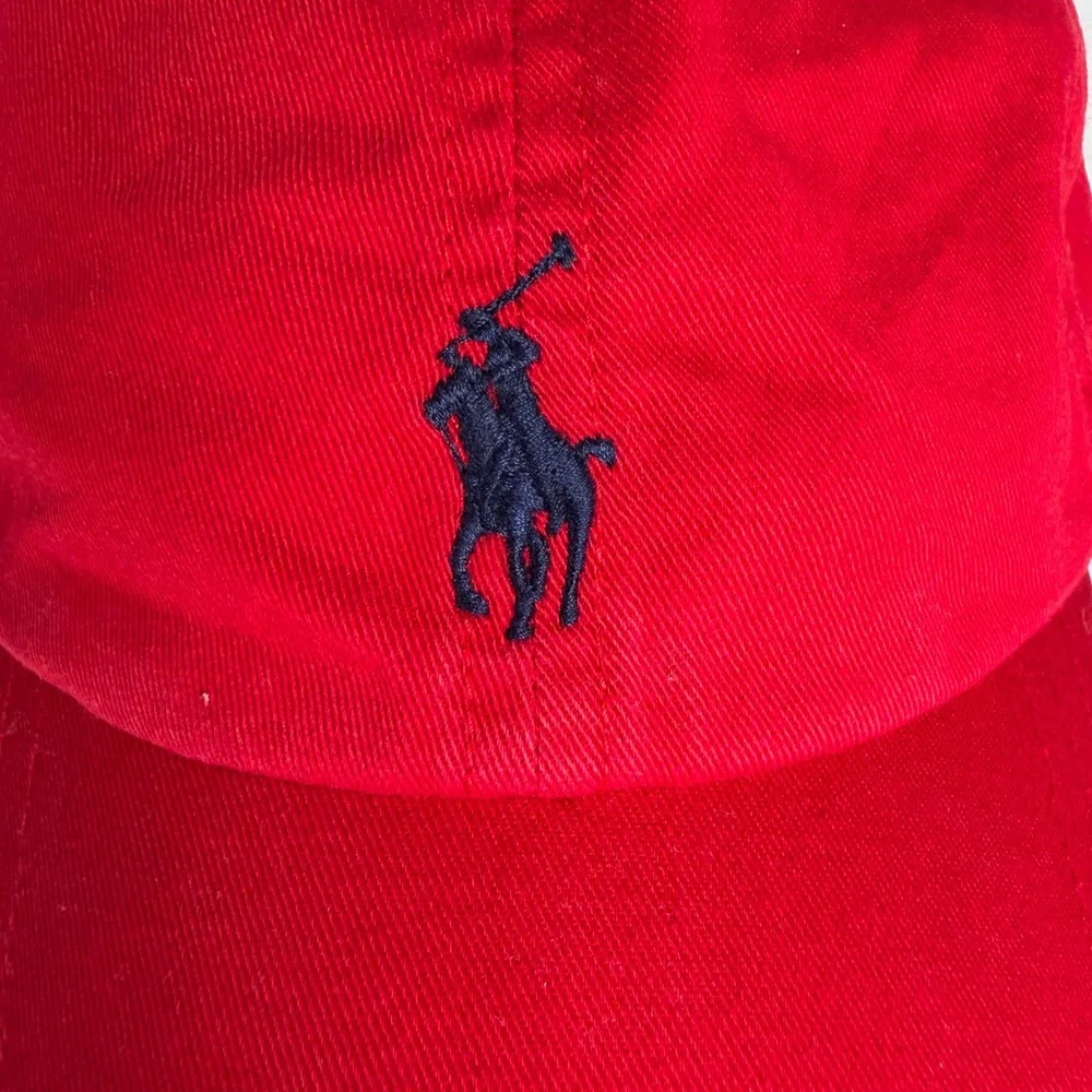 Vintage Polo Ralph Lauren Baseball Cap Red Navy Pony Logo Adjustable Cotton Hat